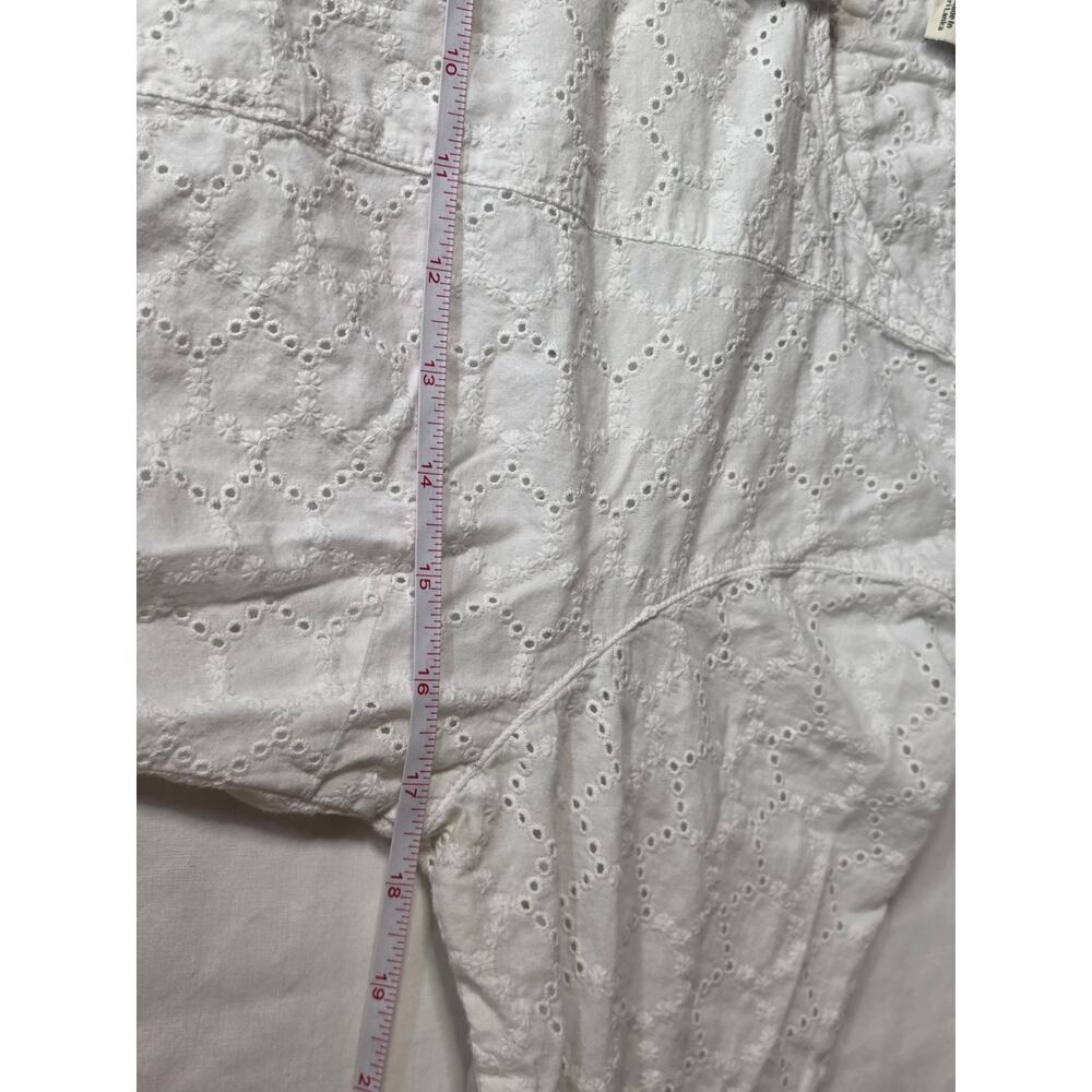 L.L.Bean Eyelet Blouse Women's Small White 100% Cotton Long Sleeve Peasant - Picture 7 of 8